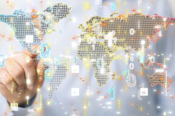 Digital Network and data concept world