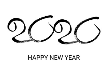 Fototapeta premium 2020 black grunge lettering and hand drawn numbers