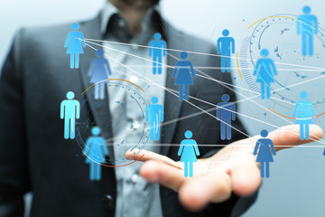 Diverse business team succes, network icons