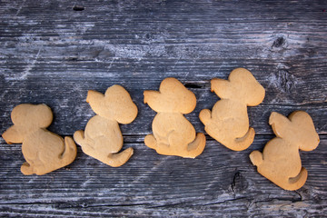 homemade gingerbread cookies  on wooden background