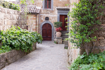 Fototapeta na wymiar Alley in old town of Bagnoregio - Tuscany, Italy.