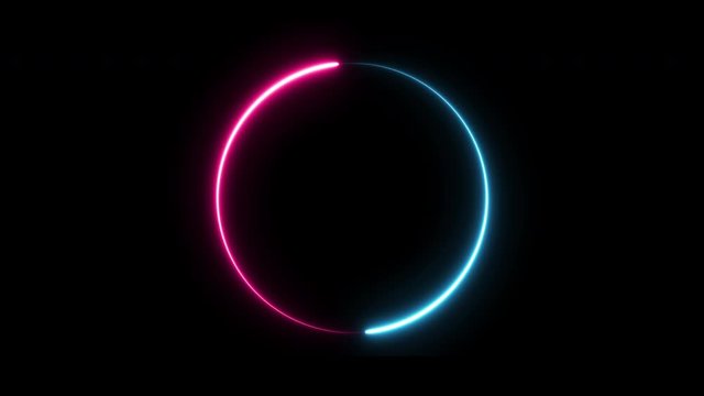 Glowing neon abstract light circle background. fluorescent border. 3D Render