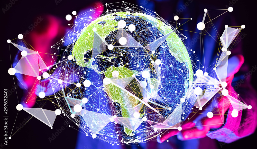 Poster global network and data exchanges over the world