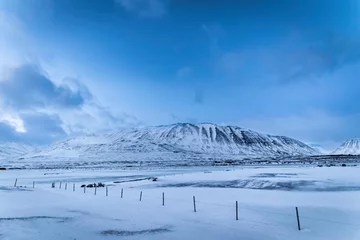 Blue hour in the frozen Iceland
