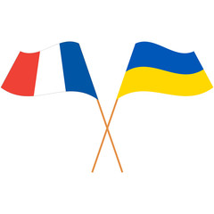 French Republic, Ukraine. National flags. Abstract concept, icon set. Vector illustration.