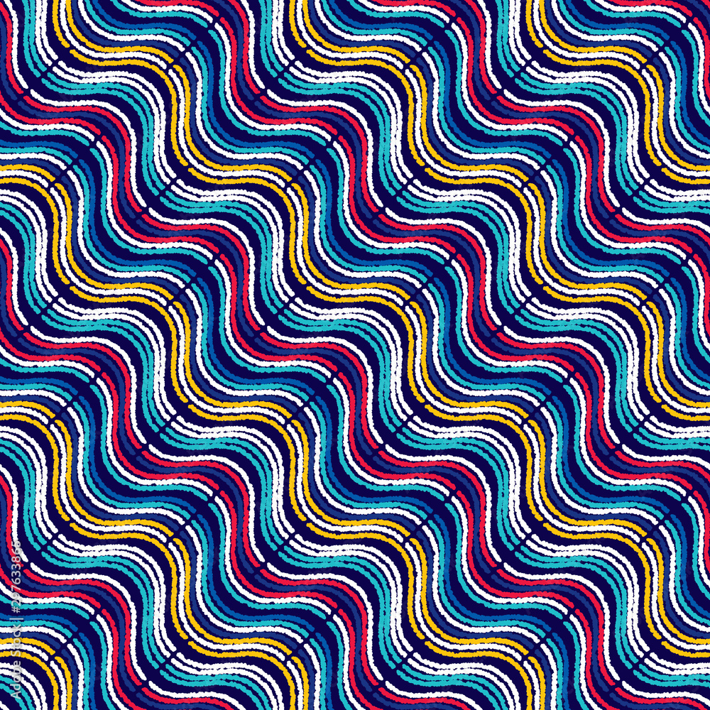 Poster abstract seamless pattern of geometric shapes. wave of a sinusoidal form. optical illusion of textur