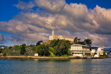 Cloud cover over Alcatraz Island new San Francisco 