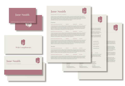 Resume Layout Set with Mauve Accents