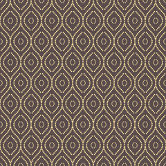 Seamless vector golden dotted ornament. Modern background. Geometric modern pattern