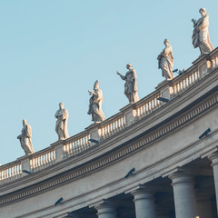 Naklejka premium View of statues surrounding St Peter's Square. Vatican.