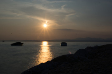Gardasee Langzeitbelichtung bei Sonnenuntergang