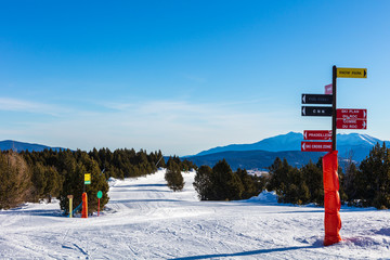 The Ski resort of Font Romeu in the  Pyrenees mountains, France  - 297636845