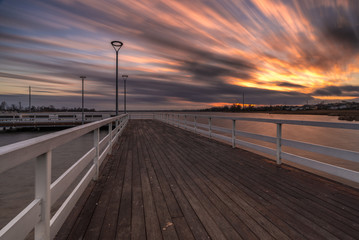 Sunset on the pier in Znin
