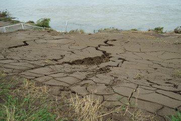 Mud overflowing from typhoon damage