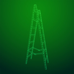Step ladder. Wireframe low poly mesh vector illustration