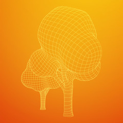 Mesh image of trees. Low poly background. Eco vector. Wireframe low poly mesh vector illustration