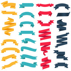 Colorful Web Ribbon Big Set White Background