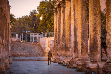 Colonnade in Hashemite Plaza, in front of the Roman Theater, Amman, Jordan