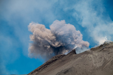 Volcanic ash emission.Eruption of Mount Etna 