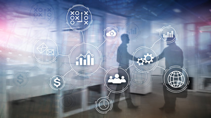 Business process automation concept on blurred background.