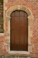 Door at brick house in Leuven, Belgium