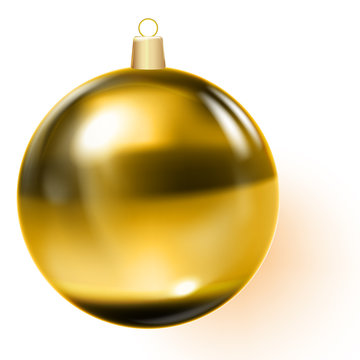 Golden Christmas Ball. Gold Christmas Tree Toy.