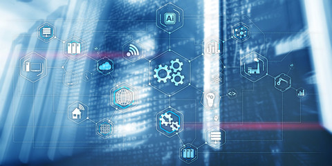 Gears icon business process automation connect. Server room