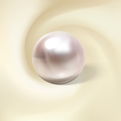 Light silk, rolled around a realistic pearl. Vector