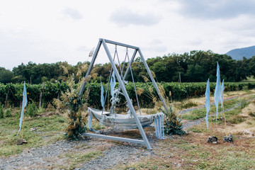 Fototapeta premium Beautiful unusual wedding ceremony decoration