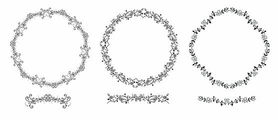 Wreath of flowers with leaves vector. Wreath flowers with ornaments for, banner,  Invitation card design and more