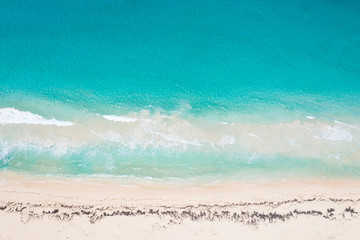 Aerial view from drone on tropical island with turquoise caribbean sea. Travel destination