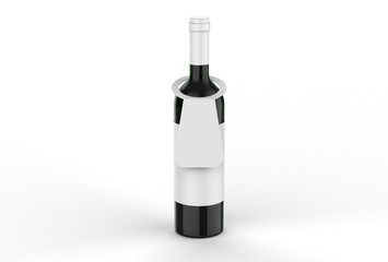 Bottle blank label and hang tag for branding and mock up. 3d render illustration.