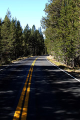 Highway leading up to a mountain pass in the Sierra Nevada Mountain range