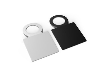 Bottle blank label and hang tag for branding and mock up. 3d render illustration.