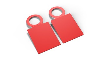 Bottle blank label and hang tag for branding and mock up. 3d render illustration.