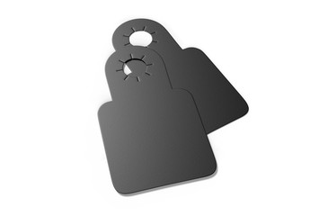 Bottle blank label and hang tag for branding and mock up. 3d render illustration.