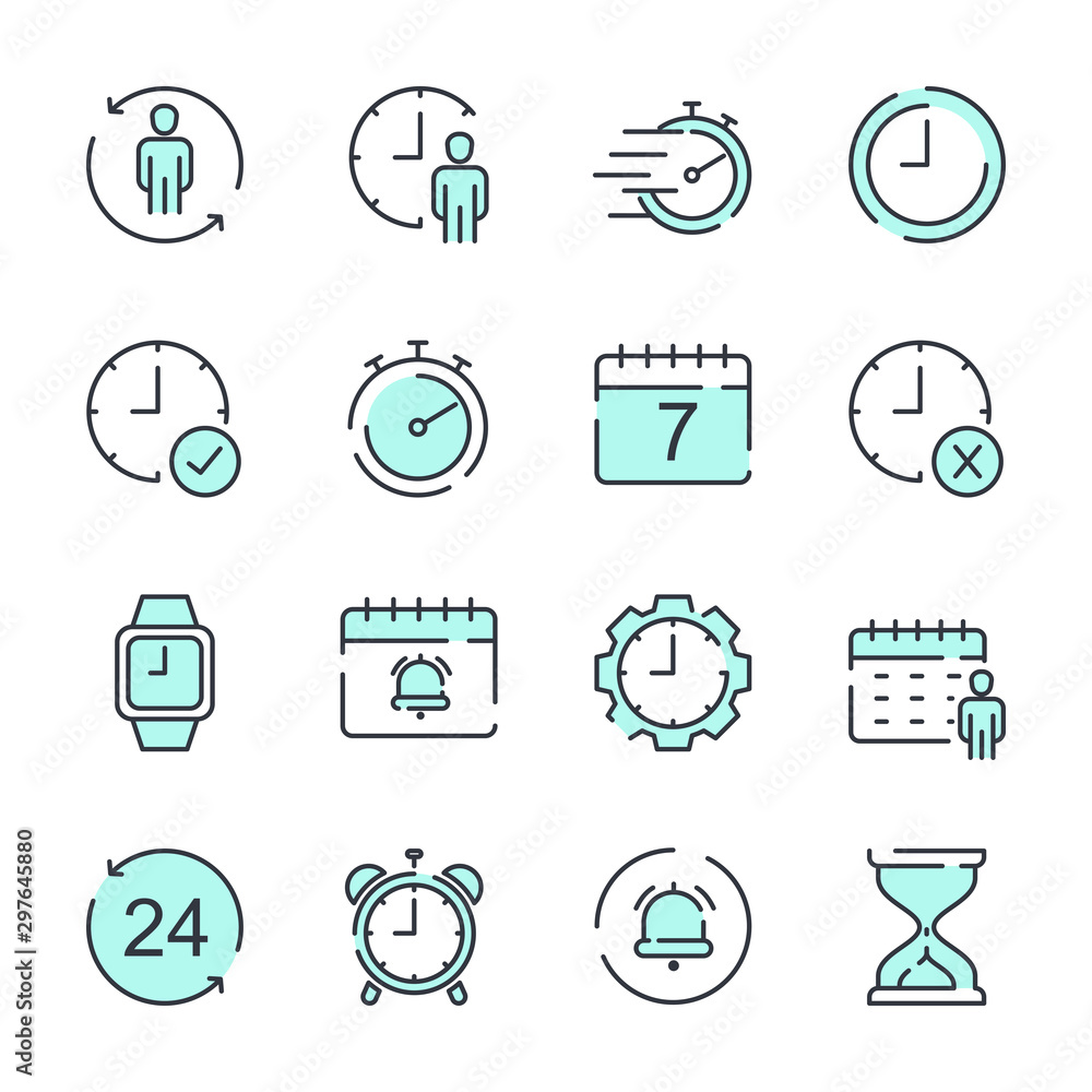 Poster simple set icon template color editable. time management pack symbol vector sign isolated on white b