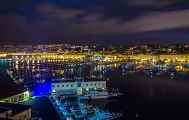 Trieste harbor by night
