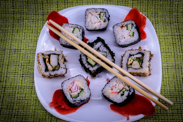 sushi on plate