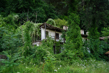 Abandoned cells of the Monastery of the Holy Transfiguration of God. Bulgarian Orthodox Church. Veliko Tarnovo. Bulgaria
