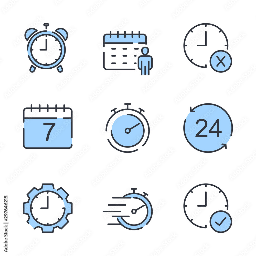 Fototapete Simple Set icon template color editable. Time Management pack symbol vector sign isolated on white background illustration for graphic and web design.