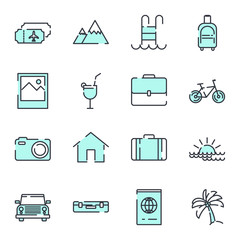 Tour and travel set icon template color editable. Simple Pack of Travel symbol vector sign isolated on white background illustration for graphic and web design.