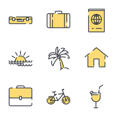 Tour and travel set icon template color editable. Simple Pack of Travel symbol vector sign isolated on white background illustration for graphic and web design.