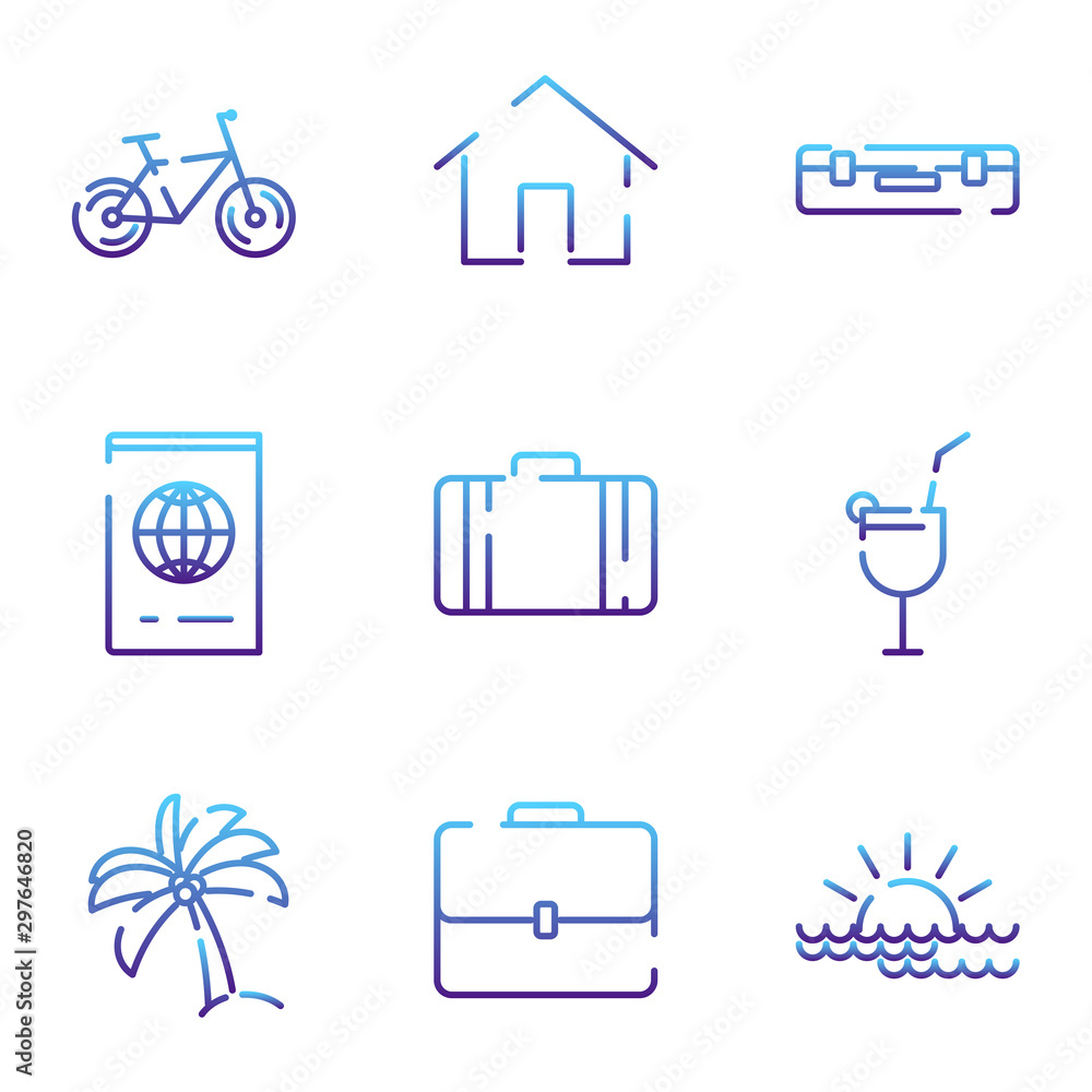 Aufkleber Tour and travel set icon template color editable. Simple Pack of Travel symbol vector sign isolated on white background illustration for graphic and web design.