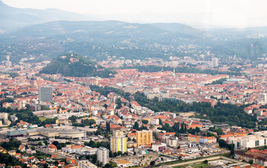 City Graz aerial view with district Gries in Styria, Austria