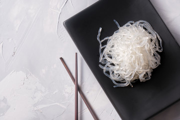 Japanese healthy food ingredient Shirataki noodles (Konjac).