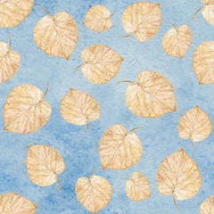 watercolor drawing. pattern of autumn leaves