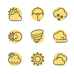 Weather line icon template color editable. Wind, Blizzard, Sun, Rain and more vector illustration for graphic and web design. Weather symbol vector sign isolated on white background.