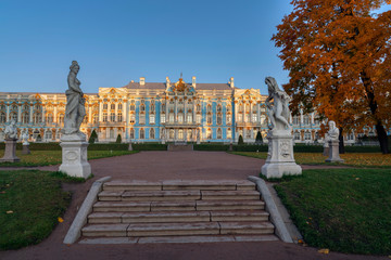 Golden autumn in Catherine Park, Pushkin, St. Petersburg, Russia
