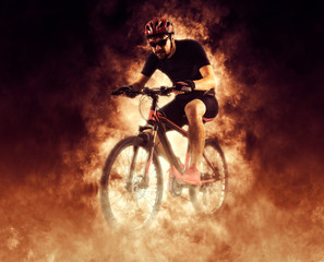 Man extreme biking in motion